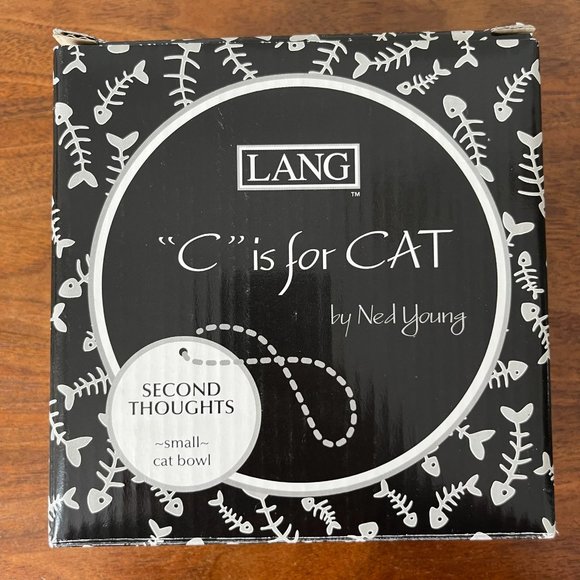 Lang "C is for Cat" Second Thoughts Cat Food Bowl 2005 Unused Ceramic Humor - Picture 11 of 14
